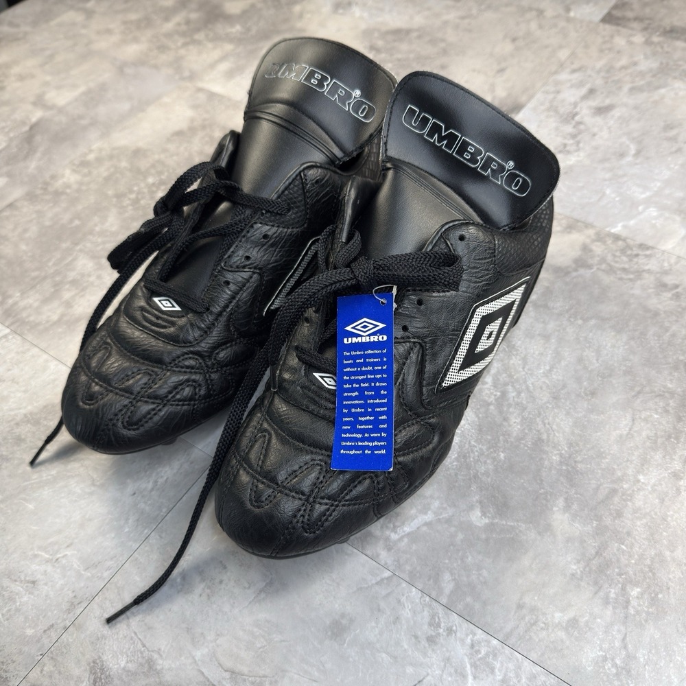 Vintage Umbro Soccer Cleats Men's Size 12 Black Leather Football Boots NWT⁠